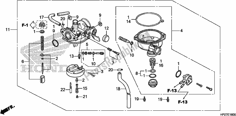 All parts for the Carburetor of the Honda TRX 90X Sportrax 2019