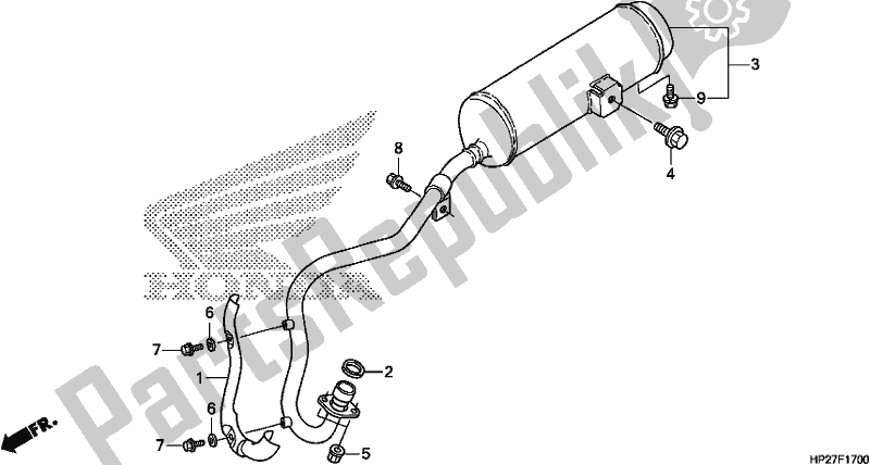 All parts for the Exhaust Muffler of the Honda TRX 90X Sportrax 2019