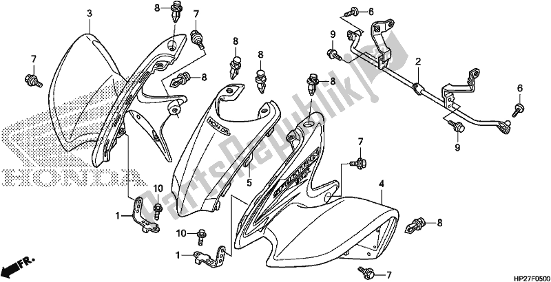All parts for the Front Fender of the Honda TRX 90X Sportrax 2019