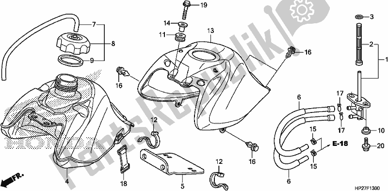 Alle onderdelen voor de Benzinetank van de Honda TRX 90X Sportrax 2019