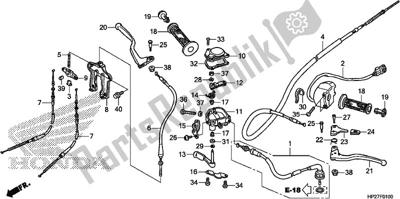 Alle onderdelen voor de Handle Lever/switch/cable van de Honda TRX 90X Sportrax 2019