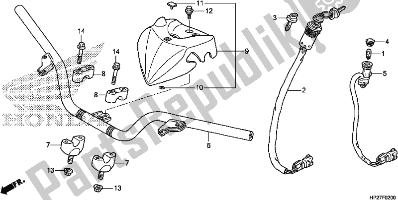 All parts for the Handle Pipe of the Honda TRX 90X Sportrax 2019