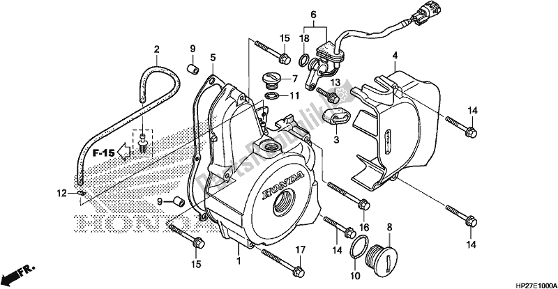 All parts for the Left Crankcase Cover of the Honda TRX 90X Sportrax 2019