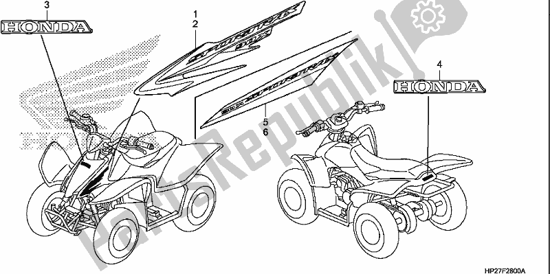 Alle onderdelen voor de Mark van de Honda TRX 90X Sportrax 2019