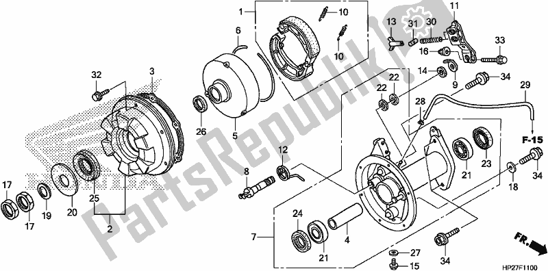 All parts for the Rear Brake Panel of the Honda TRX 90X Sportrax 2019