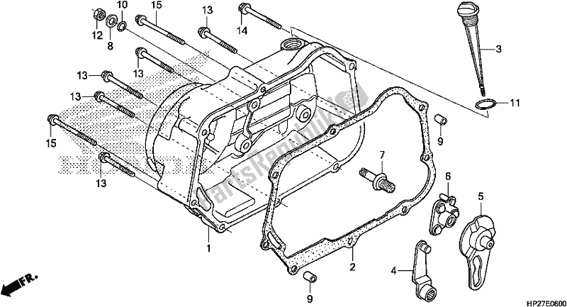 All parts for the Right Crankcase Cover of the Honda TRX 90X Sportrax 2019