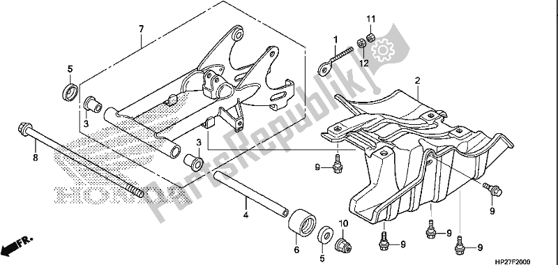 All parts for the Swingarm of the Honda TRX 90X Sportrax 2019