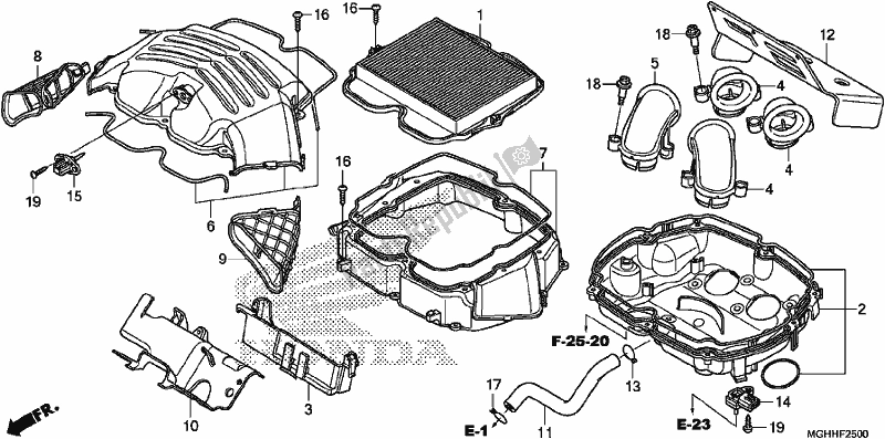 Tutte le parti per il Filtro Dell'aria del Honda VFR 1200 XA 2017