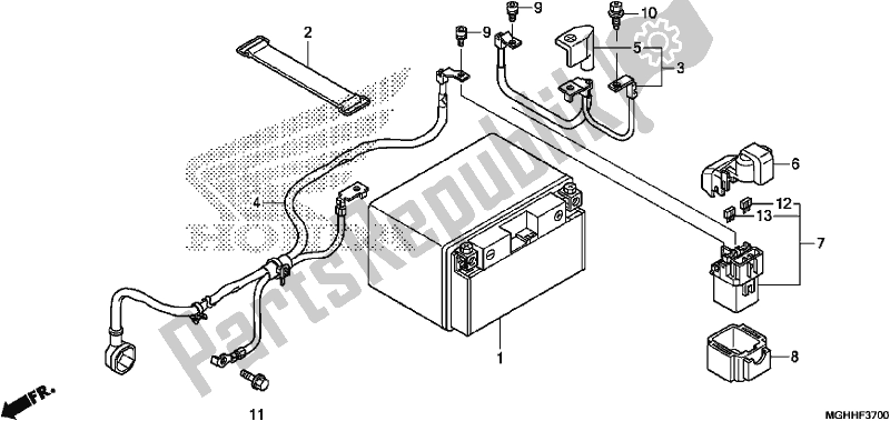 All parts for the Battery of the Honda VFR 1200 XA 2017