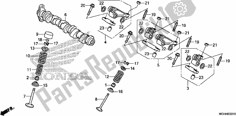 Tutte le parti per il Camshaft/valve (rear) del Honda VFR 1200 XA 2017