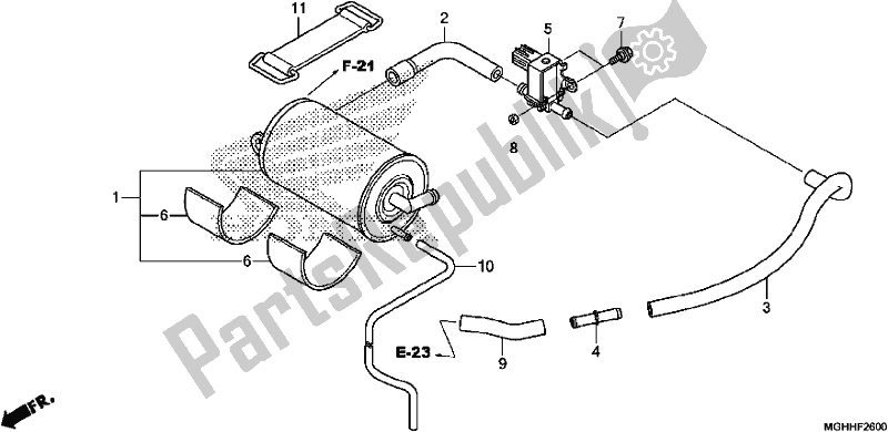 All parts for the Canister of the Honda VFR 1200 XA 2017