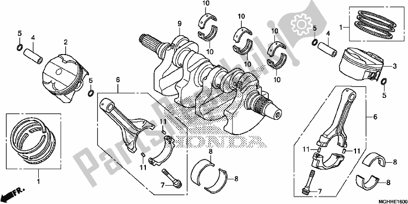 Tutte le parti per il Albero Motore / Pistone del Honda VFR 1200 XA 2017