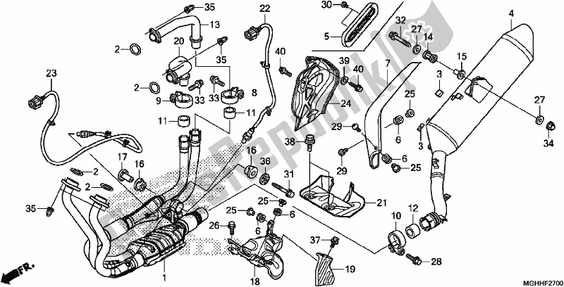 All parts for the Exhaust Muffler of the Honda VFR 1200 XA 2017