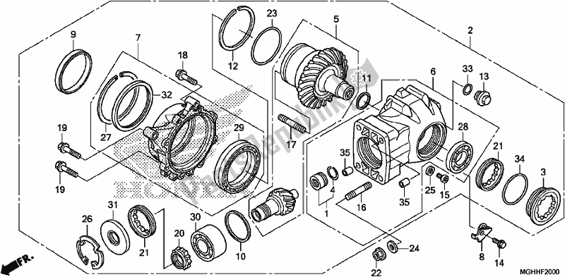 Toutes les pièces pour le Engrenage Mené Final du Honda VFR 1200 XA 2017