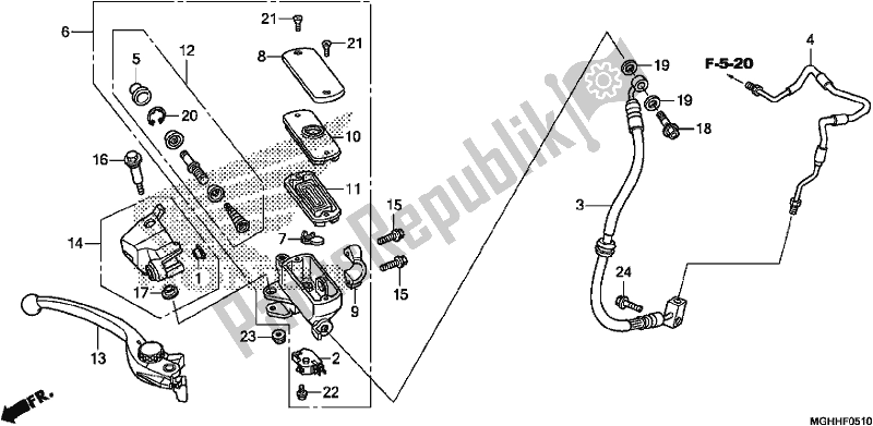 All parts for the Fr. Brake Master Cylinder of the Honda VFR 1200 XA 2017