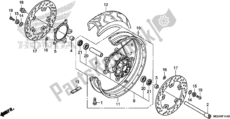 Tutte le parti per il Ruota Anteriore del Honda VFR 1200 XA 2017