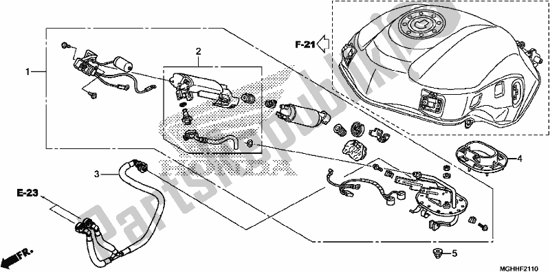 All parts for the Fuel Pump of the Honda VFR 1200 XA 2017