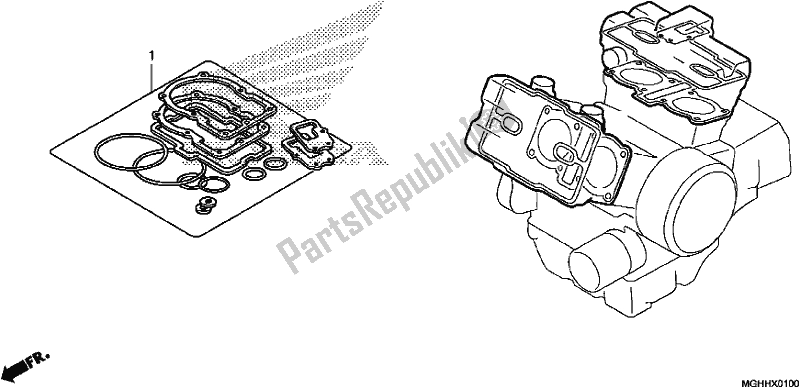 All parts for the Gasket Kit A of the Honda VFR 1200 XA 2017