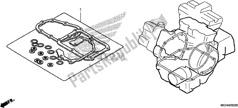 All parts for the Gasket Kit B of the Honda VFR 1200 XA 2017