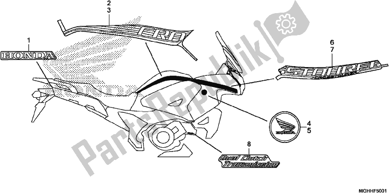 Toutes les pièces pour le Mark (2u) du Honda VFR 1200 XA 2017