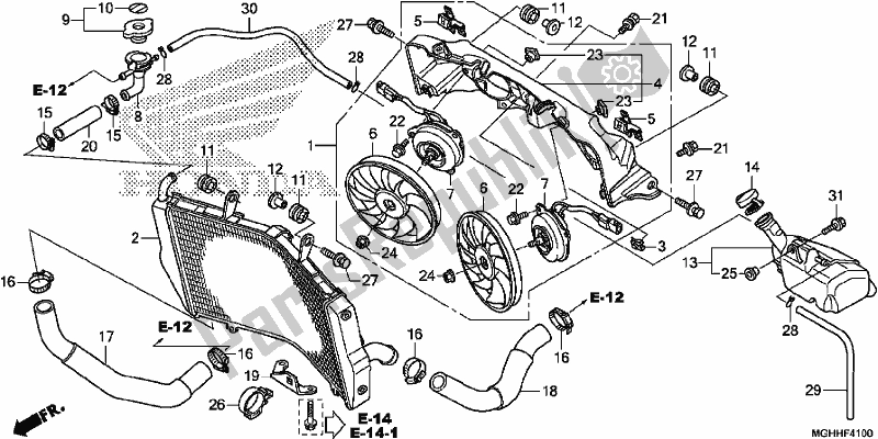 All parts for the Radiator of the Honda VFR 1200 XA 2017