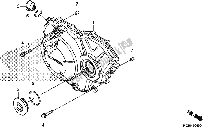 All parts for the Right Crankcase Cover of the Honda VFR 1200 XA 2017