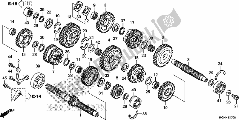 All parts for the Transmission of the Honda VFR 1200 XA 2017