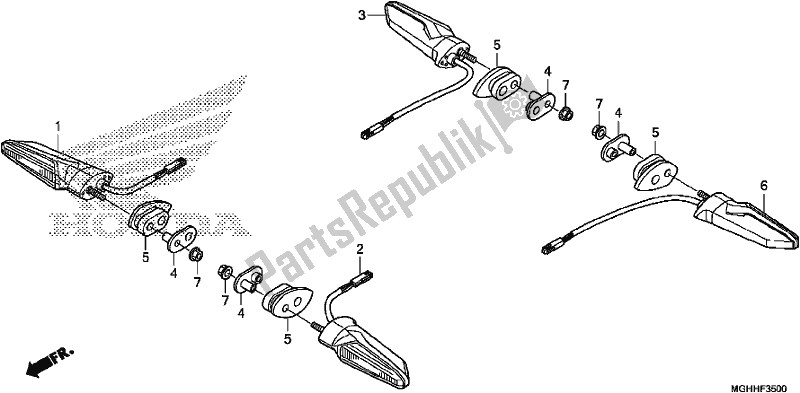 Tutte le parti per il Winker del Honda VFR 1200 XA 2017