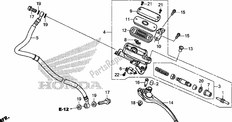 All parts for the Clutch Master Cylinder of the Honda VFR 800F 2017