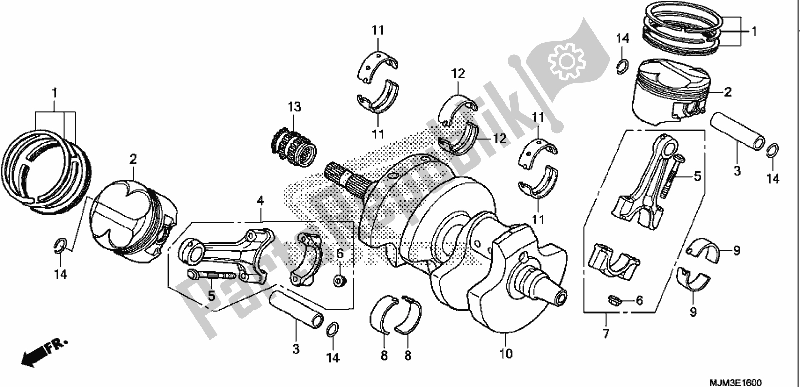 All parts for the Crankshaft/piston of the Honda VFR 800F 2017