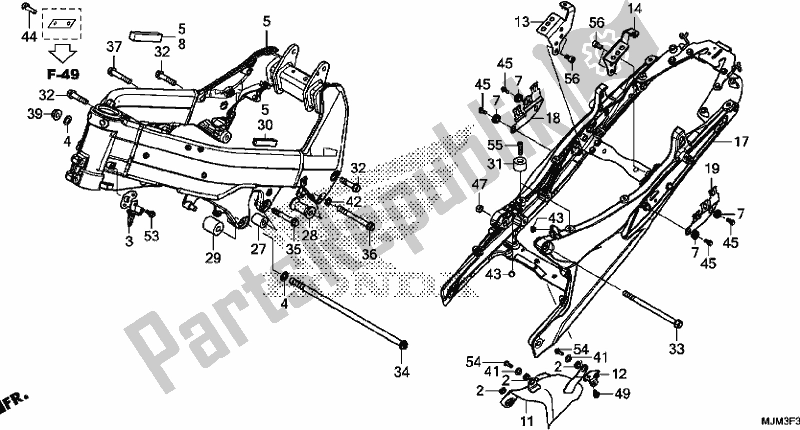 All parts for the Frame Body of the Honda VFR 800F 2017