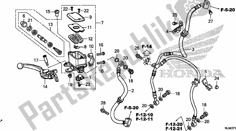 Tutte le parti per il Pompa Freno Anteriore del Honda VFR 800F 2017