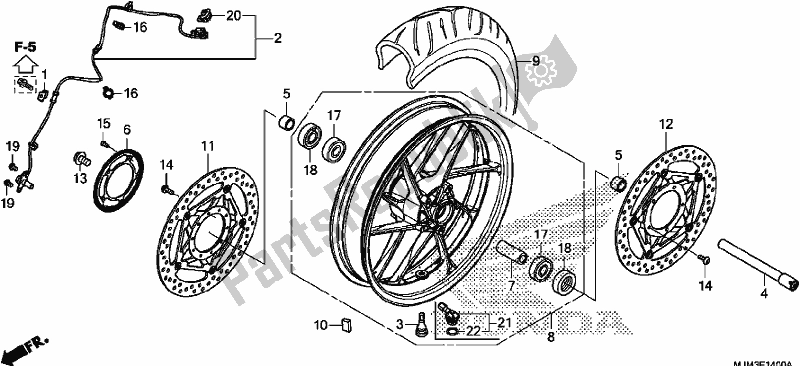 Tutte le parti per il Ruota Anteriore del Honda VFR 800F 2017