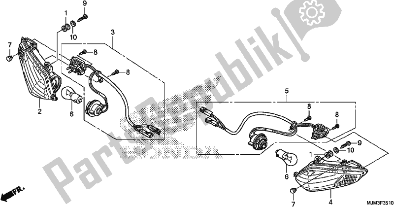 All parts for the Front Winker of the Honda VFR 800F 2017