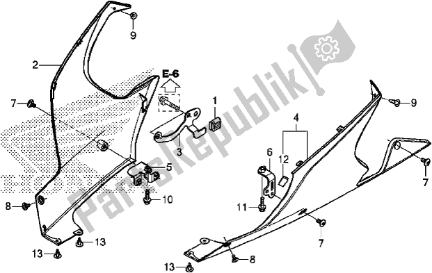 All parts for the Lower Cowl of the Honda VFR 800F 2017