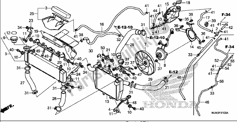 Alle onderdelen voor de Radiator van de Honda VFR 800F 2017