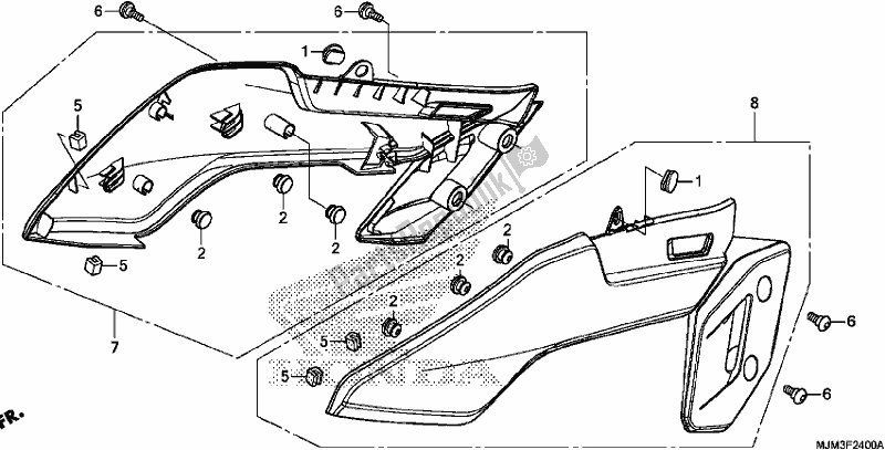 All parts for the Side Cover of the Honda VFR 800F 2017