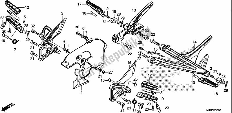 All parts for the Step of the Honda VFR 800F 2017