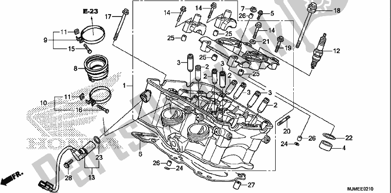 All parts for the Cylinder Head (rear) of the Honda VFR 800X Crossrunner 2017