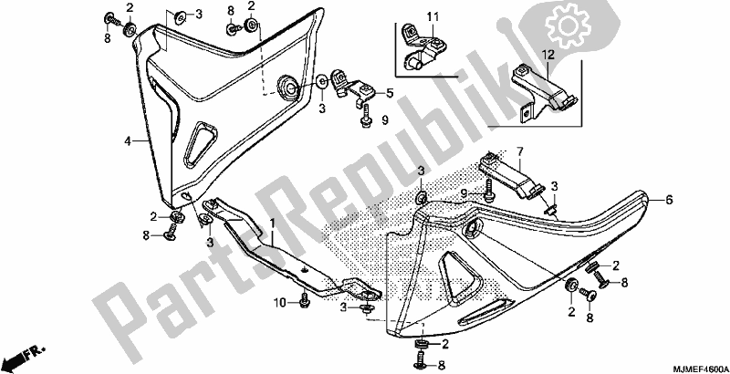 All parts for the Lower Cowl of the Honda VFR 800X Crossrunner 2017