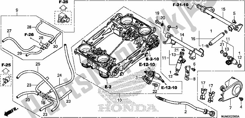 All parts for the Throttle Body of the Honda VFR 800X Crossrunner 2017