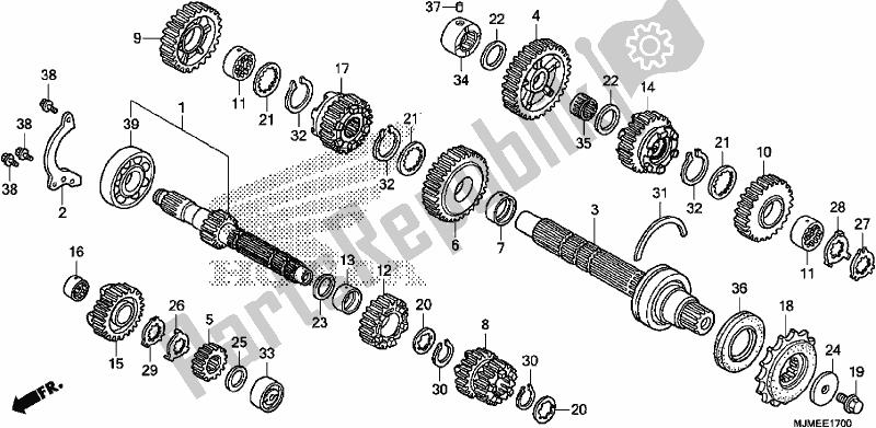 All parts for the Transmission of the Honda VFR 800X Crossrunner 2017