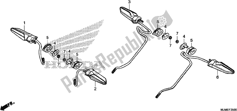 All parts for the Winker of the Honda VFR 800X Crossrunner 2017