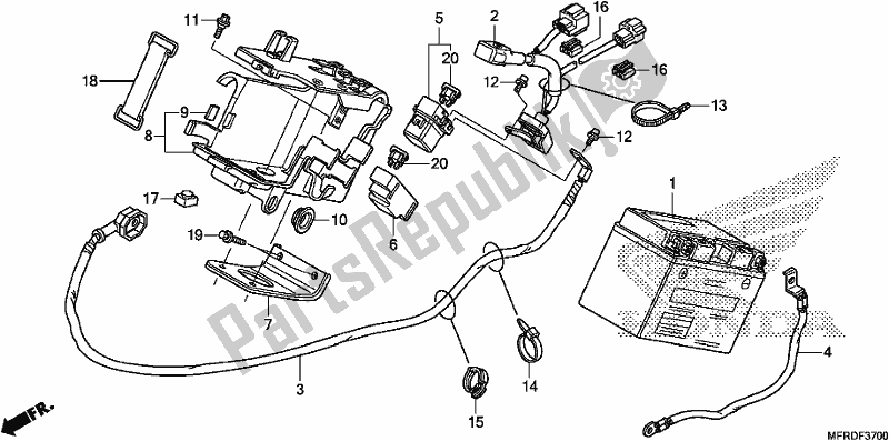 Tutte le parti per il Batteria del Honda VT 1300 CXA 2017