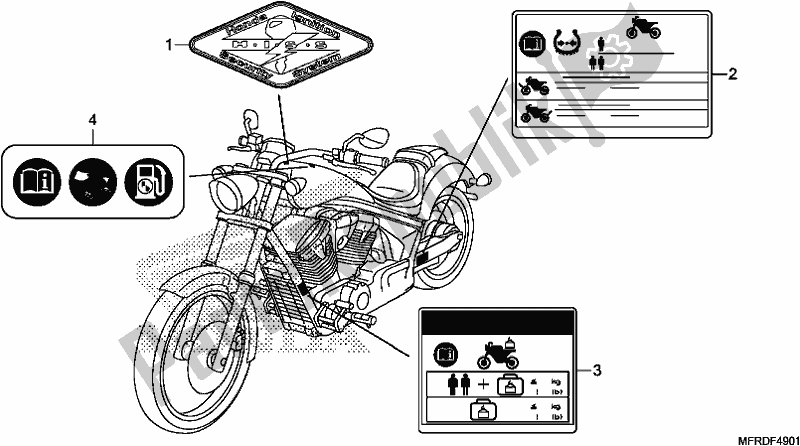 Tutte le parti per il Etichetta Di Avvertenza del Honda VT 1300 CXA 2017