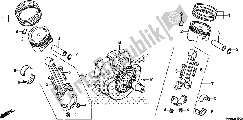 Tutte le parti per il Albero Motore / Pistone del Honda VT 1300 CXA 2017