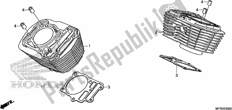 Tutte le parti per il Cilindro del Honda VT 1300 CXA 2017