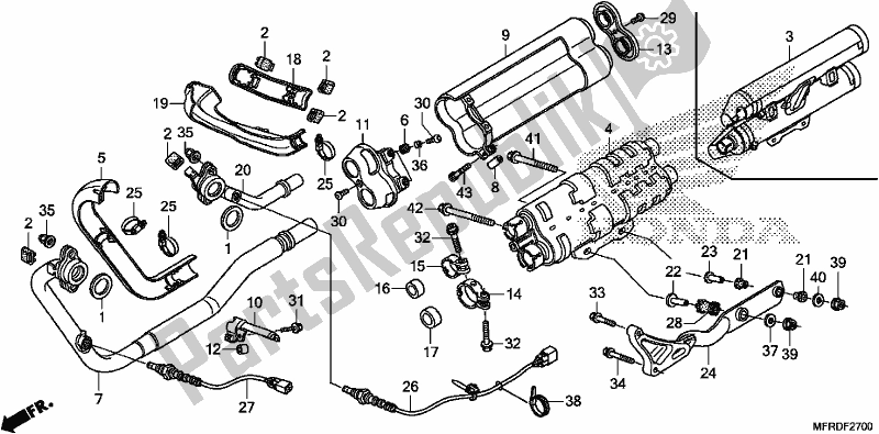 All parts for the Exhaust Muffler of the Honda VT 1300 CXA 2017