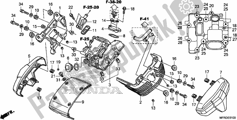 Tutte le parti per il Coperchio Della Testata Anteriore del Honda VT 1300 CXA 2017