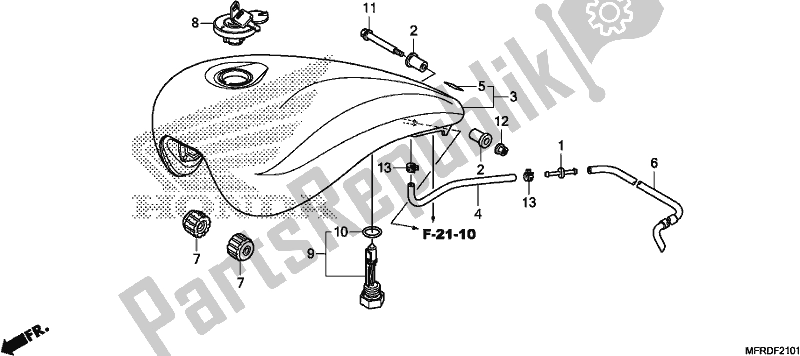 Tutte le parti per il Serbatoio Di Carburante del Honda VT 1300 CXA 2017